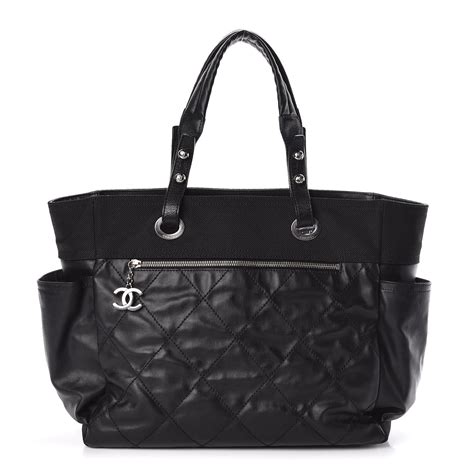 CHANEL Coated Canvas Quilted Large Paris Biarritz Tote